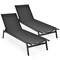 Costway 2 PCS Patio Lounge Chair Chaise Recliner Back Adjustable Garden Brown\Black